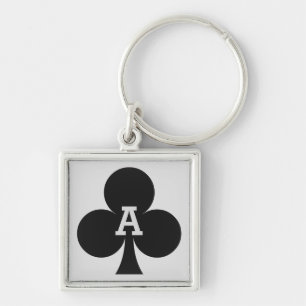 Card Player custom monogram key chains - Club
