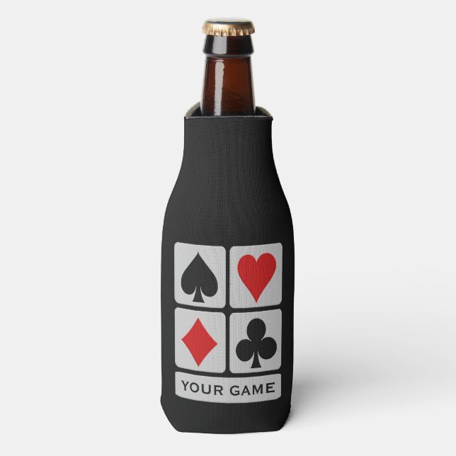 Card Player custom text Bottle Cooler (Bottle Front)