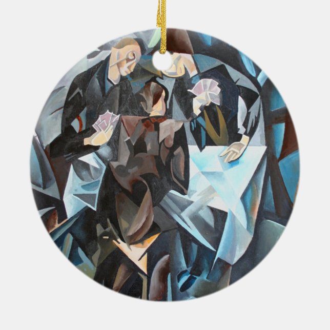 Card Players and Poker Faces Ceramic Tree Decoration (Back)