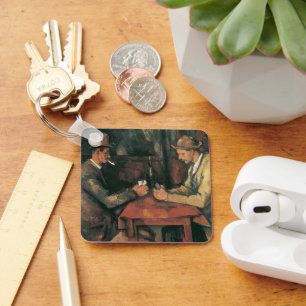 Card Players by Paul Cezanne, Vintage Fine Art Key Ring