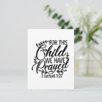 Card Postcard, For this child we have prayed