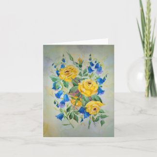 Card Roses and Blue Bells