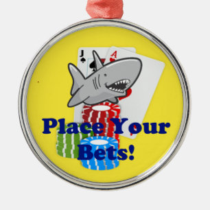 Card Shark Place Your Bets Funny Gambling Cartoon Metal Tree Decoration