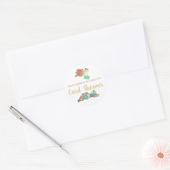 Card Shower Delivery Birds Envelope Classic Round  Classic Round Sticker (Envelope)