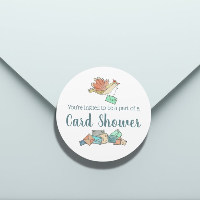 Card Shower Delivery Birds Envelope Classic Round  Classic Round Sticker (Creator Uploaded)