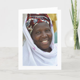 Card, "Smiling Muslim Woman in White Robe" Card