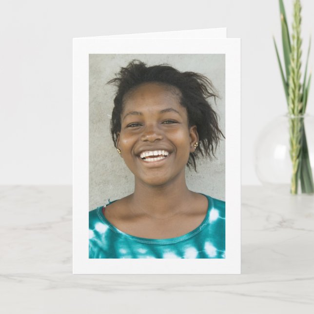 Card, "Smiling Young Girl in Green Dress" Card (Front)