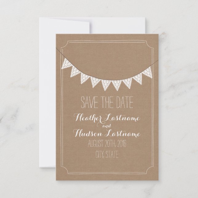 Card Stock Inspired Eyelet Bunting Save The Date (Front)
