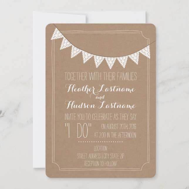 Card Stock Inspired Eyelet Bunting Wedding (Front)
