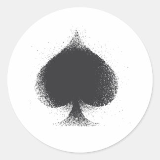 Card suit Spades - grunge Classic Round Sticker