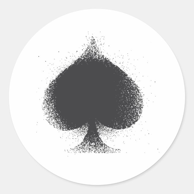 Card suit Spades -  grunge Classic Round Sticker (Front)