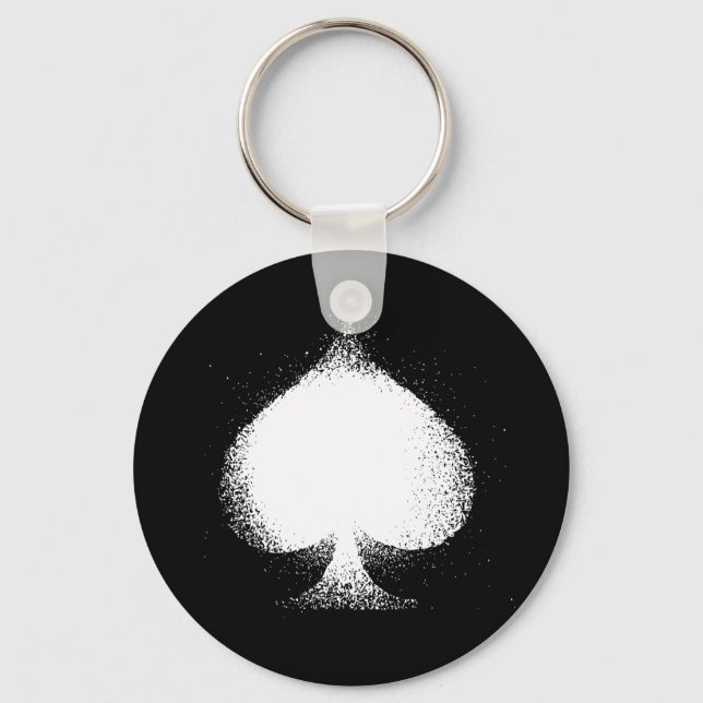 Card suit Spades white-  grunge Key Ring (Front)