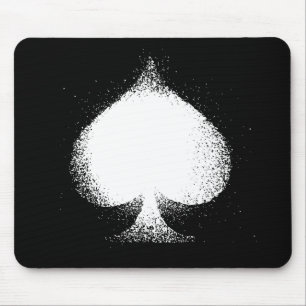 Card suit Spades white- grunge Mouse Mat