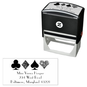 Card Suits Casino Las Vegas Return Address Self-inking Stamp
