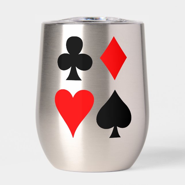 Card Suits Design Thermal Wine Tumbler (Front)