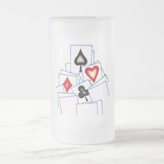 Card Suits Frosted Glass Beer Mug