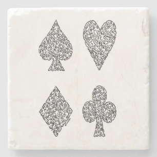 CARD SUITS IN BLACK STONE COASTER