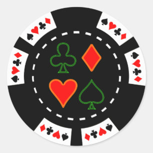 CARD SUITS POKER CHIP CLASSIC ROUND STICKER