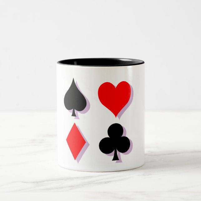 Card Suits Two-Tone Coffee Mug (Center)