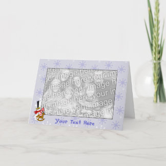 Card Template - Snowman & Snowflakes Christmas