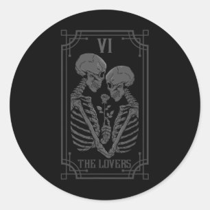 Card The Lovers Skeleton Goth Halloween Witch Classic Round Sticker