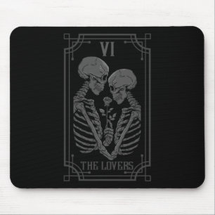 Card The Lovers Skeleton Goth Halloween Witch Mouse Mat