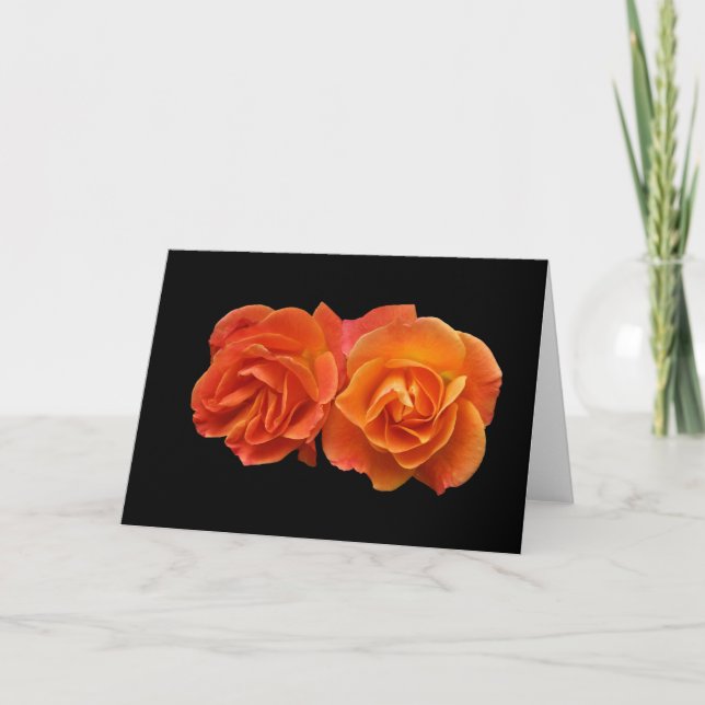 Card, Two Perfect Apricot Roses" Card (Front)