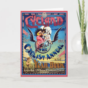 Card: Vintage Bicycle Art - Cyclist Year Book Holiday Card