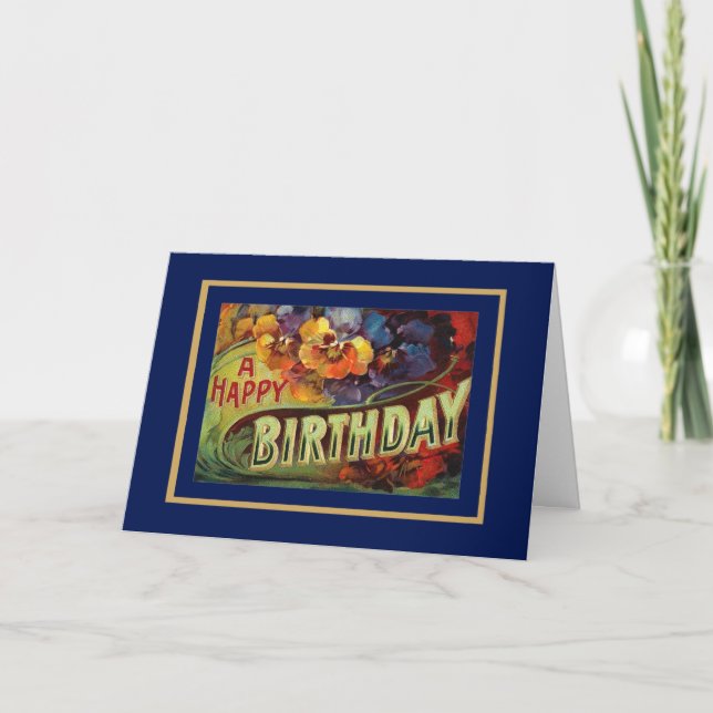 Card Vintage Happy Birthday Greetings (Front)