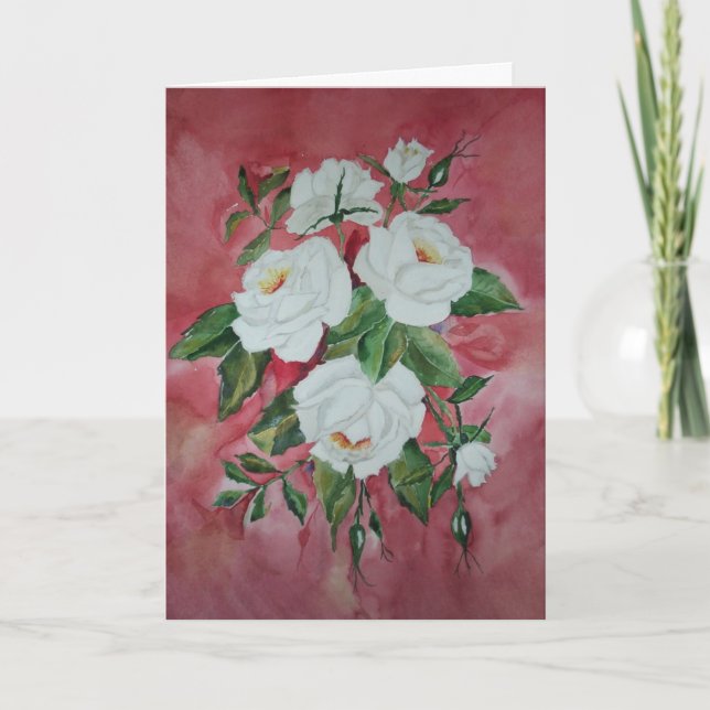 Card White roses (Front)