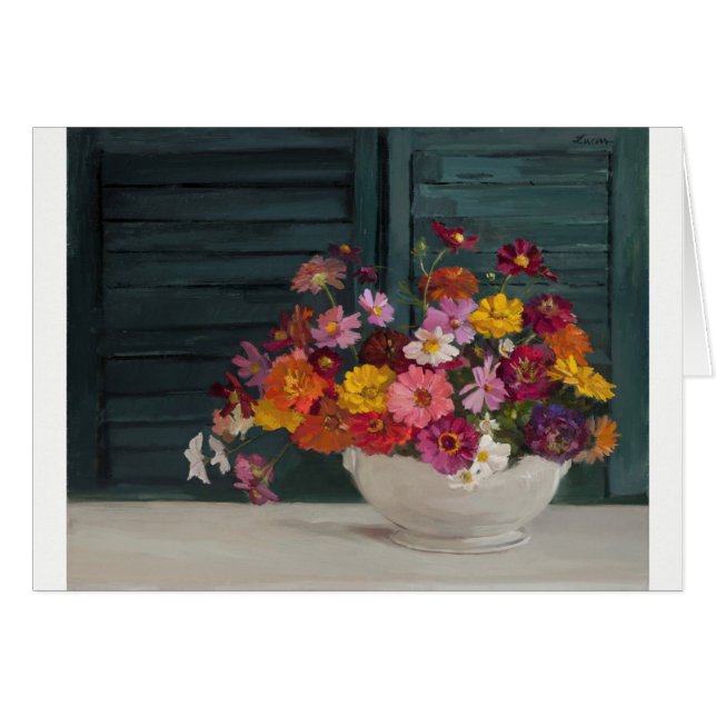 Card with a joyful bouquet of colourful flowers (Front Horizontal)