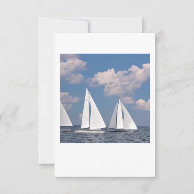 Card with envelope has sailboats,white sails  (Front)