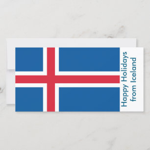 Card with Flag of Iceland, Happy Holidays