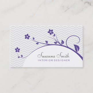 Card with flowers elegant purple and chevrón
