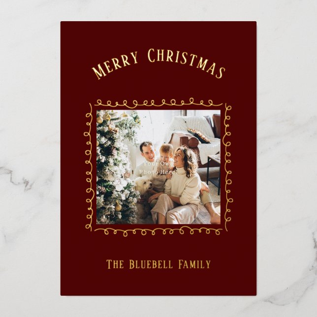 Card With Foil- Personalised Photo Merry Christmas (Front)
