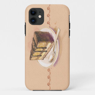 Card with painted watercolor cake iPhone 11 case