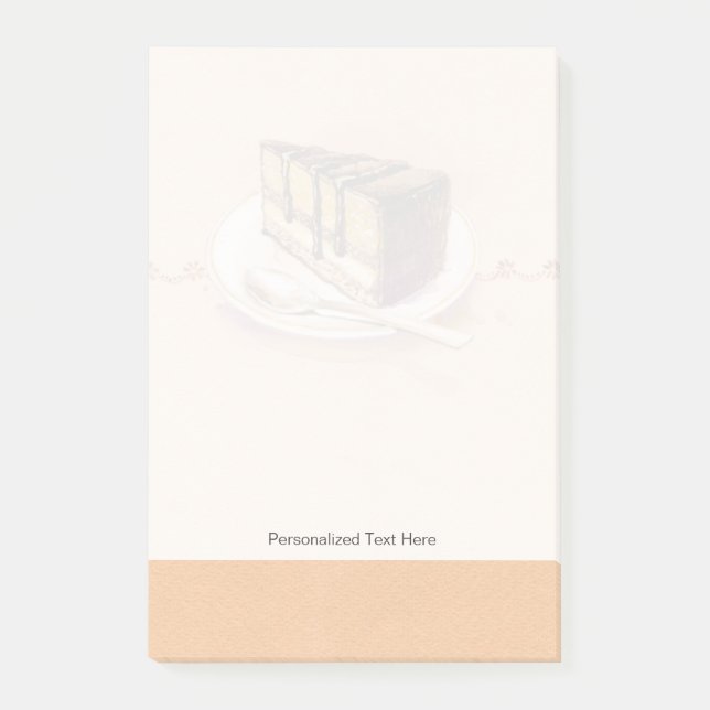 Card with painted watercolor cake post-it notes (Front)