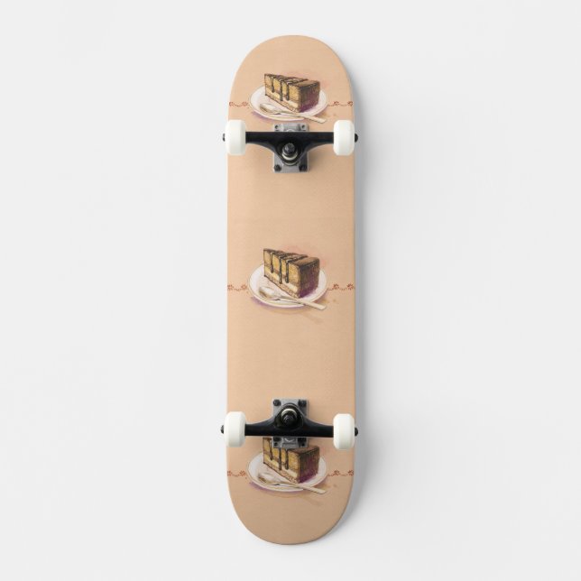 Card with painted watercolor cake skateboard (Front)