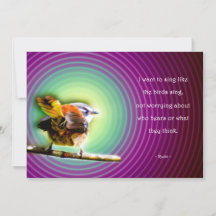 Card with poem by Rumi - Sing like the birds