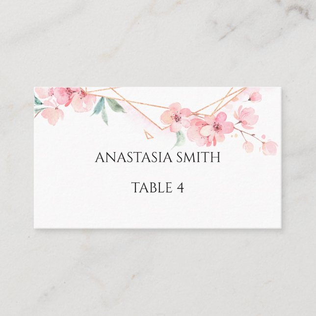 Card with the name and number of the table. (Front)