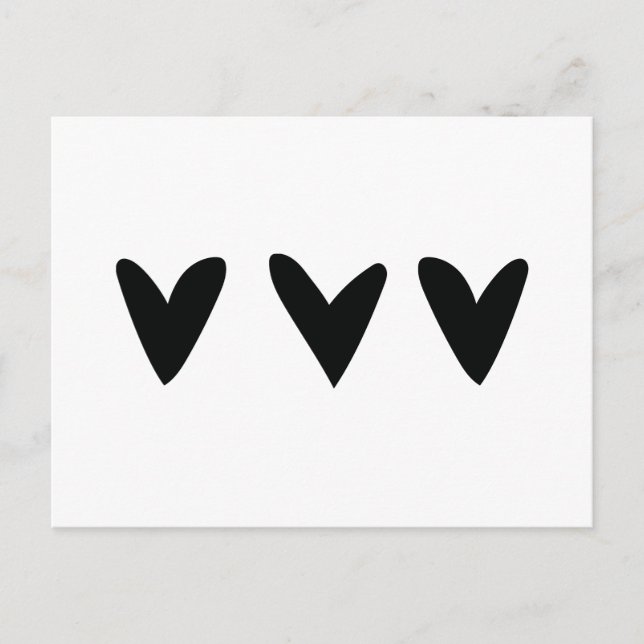 Card with three cute black hearts (Front)