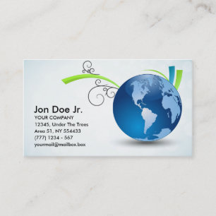 Card with world globe for international business