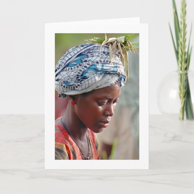 Card, "Young Woman Picking Rice" Card (Front)