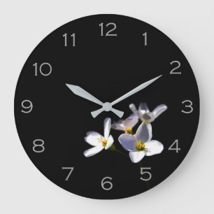 Cardamine Pratensis Flowers Grey Numbers wccn Large Clock
