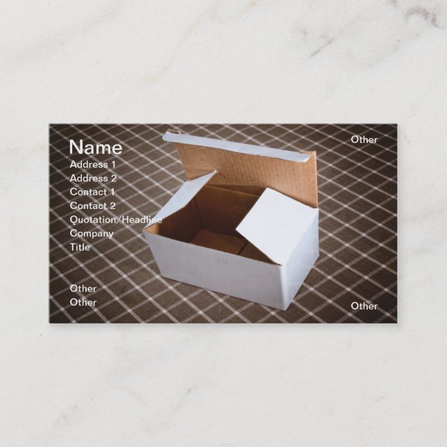 Cardboard box business card (Front)