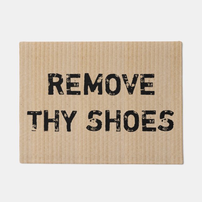 Cardboard Box "Remove Thy Shoes" Fun Cool Unique  Doormat (Front)