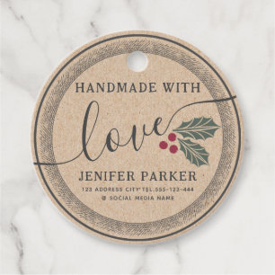 Cardboard holiday holy berry handmade favour tags