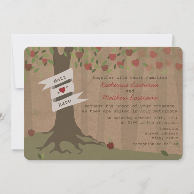 Cardboard Inspired Apple Orchard Wedding Invite (Front)