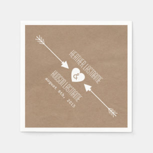 Cardboard Inspired Arrows Wedding Napkins