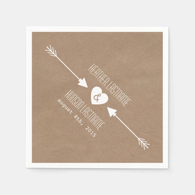Cardboard Inspired Arrows Wedding Napkins (Front)
